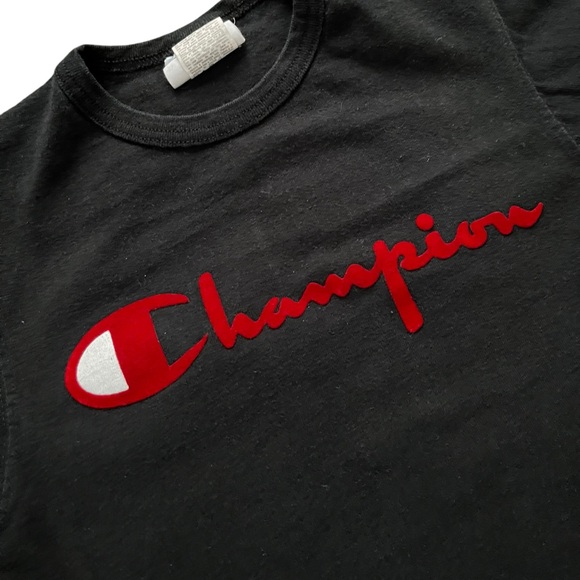 Champion Shirt Mens Extra Small XS Black Short Sleeve Logo - Picture 3 of 6